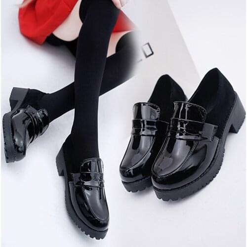 Japanese Lolita Shoes Harajuku Womens Shoe Cosplay College Style Uniform Jk Shoes Female Anime Round Head Pu Loli Student Goth