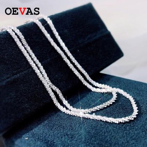 OEVAS 100% 925 Sterling Silver Shimmering 18K White Gold Plated Necklace For Women Party Fine Jewelry Gifts