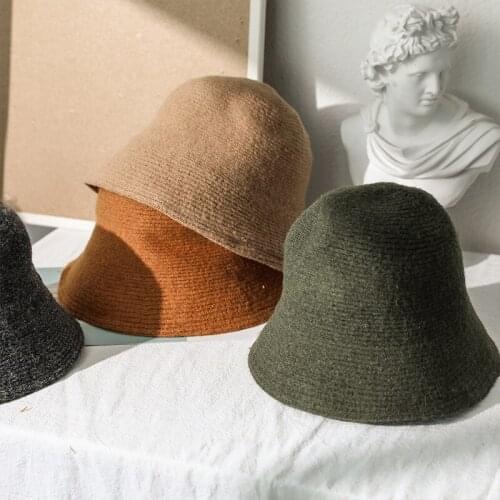 2021 panama warm winter Womens Bucket hat for teens Felt wool hat for girl sautumn and winter fashion Fur Black hip hop hat cap