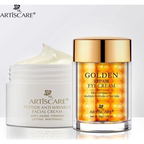ARTISCARE Peptide Anti Wrinkle Facial Cream + Golden Eye Cream Anti-Wrinkle Anti-Aging Skin Care Whitening and Lifting Day Cream