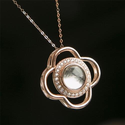 Genuine Natural Gibeon Meteorite Gems Rose Gold Jewelry Flower Shape Bead Necklace Pendant 20x20x8mm