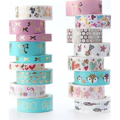 15MMX10M Gilding washi tapes color Dividing Stickers border masking adhesive paper washi tape DIY Scrapbooking Hand account