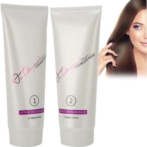 2pcs 260ml Professional Hair Straightening Cream Moisturizing Hair Straighten Cream Set for Home Hair Care Product