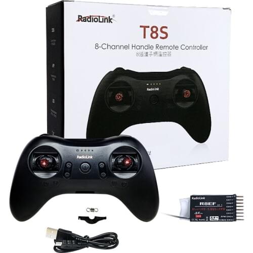 Radiolink T8S 8CH RC Remote Controller Transmitter 2.4G with R8EF or R8FM Receiver Handle Stick for FPV Quad Drone Airplane Car