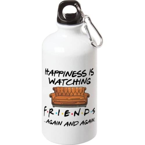 Happiness is watching tv shows friends Sport Water Bottle With Carabiner For Tour Cycling Creative Party Gift Bottles 17oz