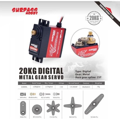 RC Car Servo 20KG Digital Metal Gear servo for HobbyWing ESC Sanwa Fixed-wing Drone RC Climbing Car RC Model Accesorries