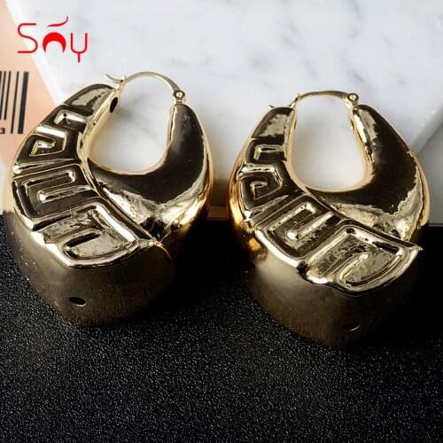Sunny Jewelry 2021 New Fashion Copper Hoop Earrings For Women Hollow Large Style High Quality For Wedding Party Gifts Trendy