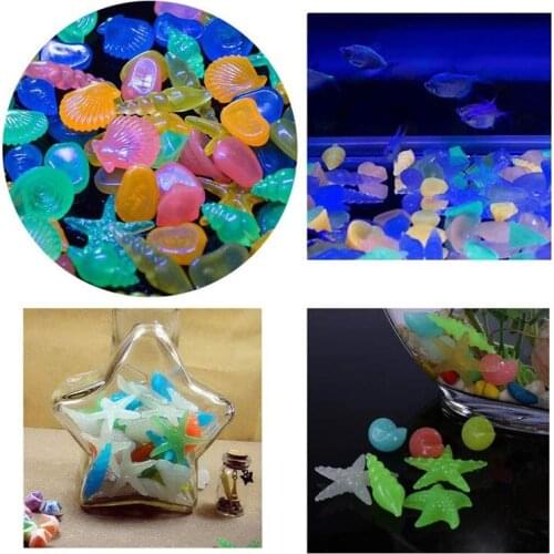 Luminous stones Marine shells Starfish and conch shape luminous stones background for Aquarium fish tank decorations accessories