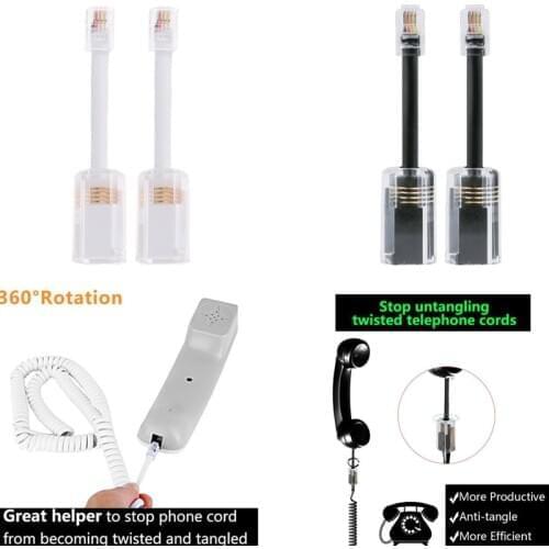 2Pcs Universal Telephone Cord Detangler 360 Degree Extended Rotating Anti-tangle Landline Swivel Phone Wire Cable Untangler