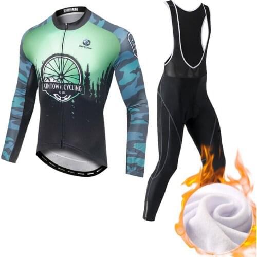 YOCENE Men MTB Race Cycling Clothing Set Mountain Bike Fleece Maillot Winter Jersey
