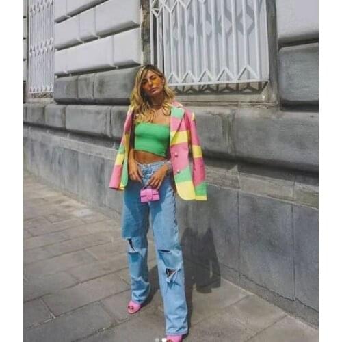 XIKOM 2021 Women Print Long Sleeve V Neck Covered Button Pockets Slim Blazer Female Streetwear Coat Ladies Office Lady Top