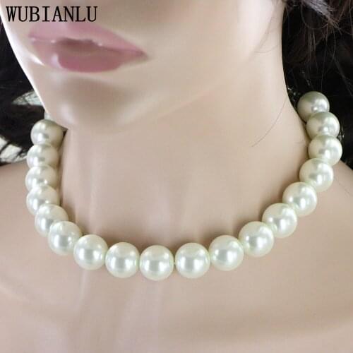 Fashion 3-16mm Imitation White Pearl Beads Necklace Women In Choker Necklaces Charm Birthday Party Jewelry T265