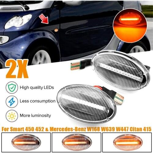 1 Pair Flowing Signal Lights Car Dynamic LED Side Marker For Mercedes Benz Smart W450 W452 1998-2007 A-Class W168 Vito W639 W447