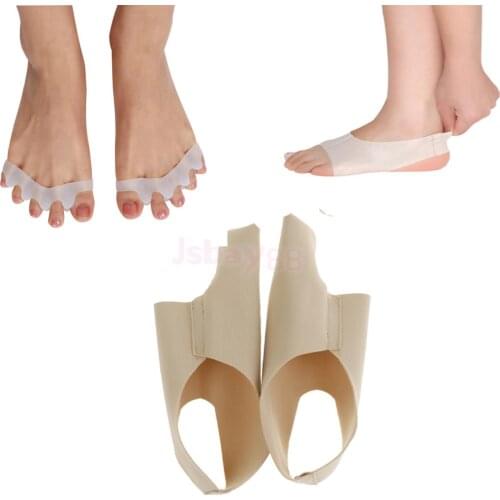 1 Pair Silicone Foot Care Gel Bunion Protector Toe Separators Straightener Spreader Correctors + 1 Pair Bunion Sleeves