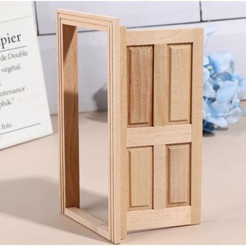 1pcs 1/12 Dollhouse Miniature Wood External Single Door Unpainted Dollhouse DIY Accessories