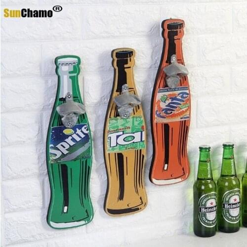 1PC 40cm Retro Beer Shaped Wall Bottle Opener Fine Beer Good Food Wall Mounted Wood Plaque Bottle Openers and Cap Catcher ME 018
