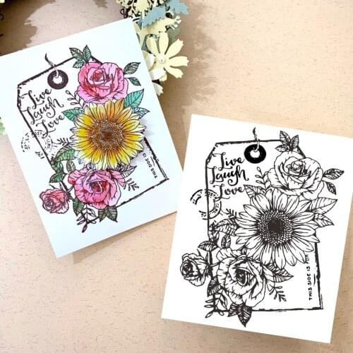 12*10 Flower Tag Transparent Clear Silicone Stamp Seals for DIY Scrapbooking Photo Album Decorative Card Making