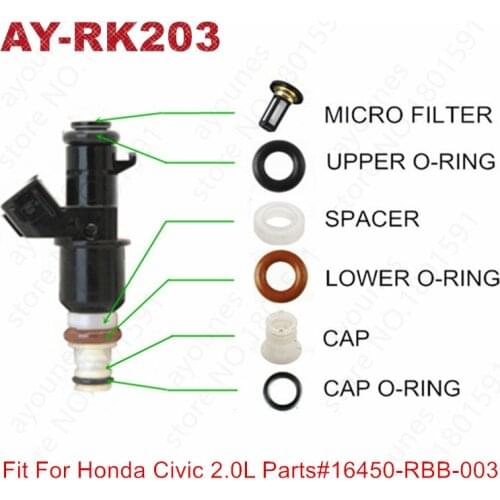 20Sets For Honda Civic Acura RSX CXS 2.0L Fuel Injector Repair Kits For 16450-RBB-003 Fuel Injector Micro Filter Caps (AY-RK203)