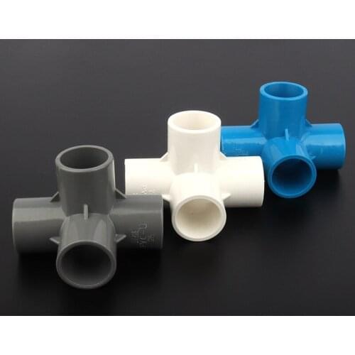 20pcs/lot 25mm PVC Connector Stereoscopic 4Ways Garden Irrigation Fittings Water Pipe Connectors Home Storage Bracket DIY Tools