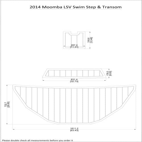 2014 Moomba LSV Swim Step & Transom Pad Boat EVA Teak Decking 1/4" 6mm