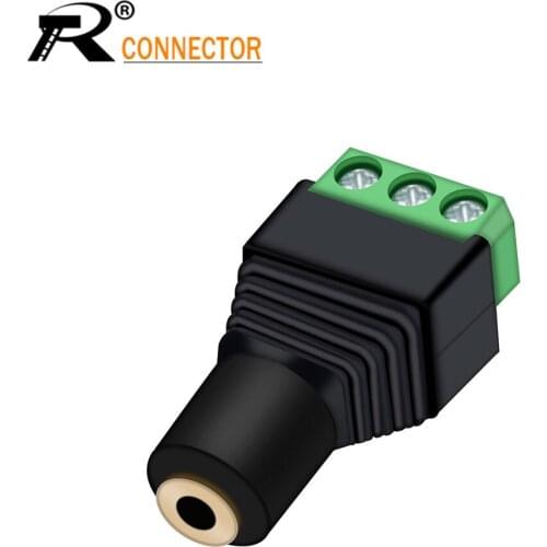 3pcs 2.5mm Video AV Balun stereo female Jack to AV Screw Terminal jack 3 pole Terminal Block Plug Solderless Converter Adapter