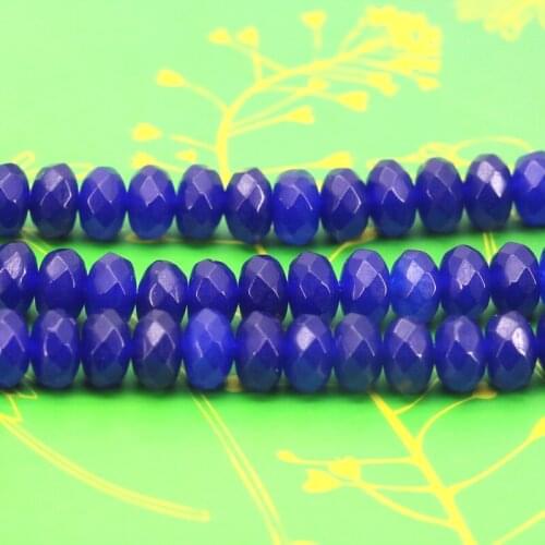 5x8mm Faceted deep blue chalcedony abacus shaped loose beads 15" hot beautiful wholesale DIY women jewelry making
