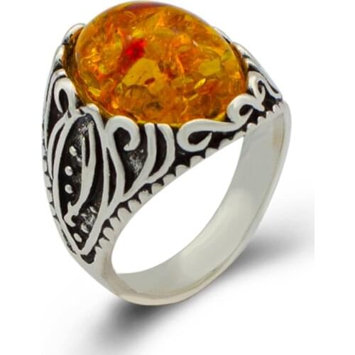 Bohemian Vintage Yellow Stone Rings for Women Anel Boho Statement Wedding Engagement Rings Men Jewelry