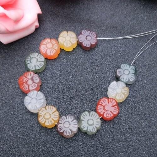 One pieces loose beads multicolor agate carved flower 13-15mm full hole for DIY jewelry making FPPJ wholesale