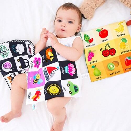 LakaRose Baby Black and White Label Cloth Book Newborn Infant Early Education Books Cloth Quiet Books