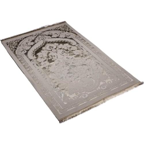 Palace Cotton Prayer Mat Silver Color Koran Islamic Worship Prayer Rug Portable Friday Feast Muslim Prayer Rug Hajj Umrah Prayer Prayer Rugs Gift