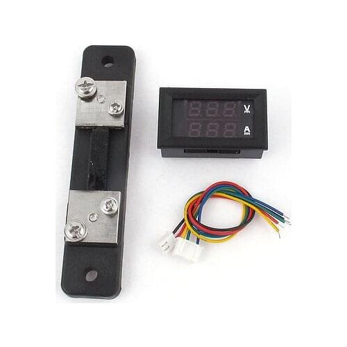 Dual LED Digital Voltmeter Ammeter Ampere Volt Meter + Current Shunt DC 100V 50A