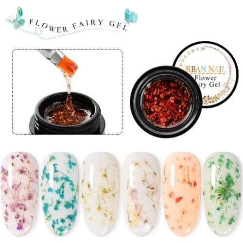 RBAN NAIL Dried Flowers Nail Gel Varnish UV Gel Lacquer Lucky Gel Paint Dried Flowers Nail Art Glue 3D DIY Design Nail Polish