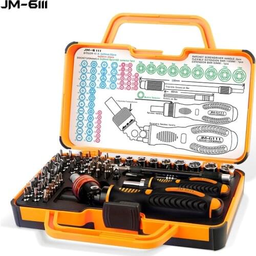 JAKEMY JM-6111 Ratchet Manual Screwdriver Set 69-IN-1 Household DIY Tools Combination Magnetic Torx Chrome Vanadium Bits