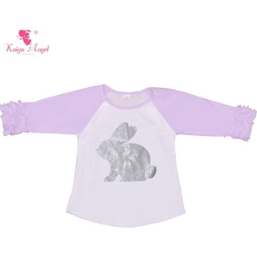 2017 Easter Rabbit Silver Rabbit Wholesale Baby Boutique Clothing Icing Raglans Top T shirt Girl Ruffle Raglan Girl Clothes