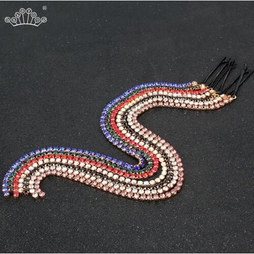 Colorful Rhinestone Hair Chain Clip Jewelry For Women Crystal Chain Tassel Hair Pins Wedding Party Hair Accessories