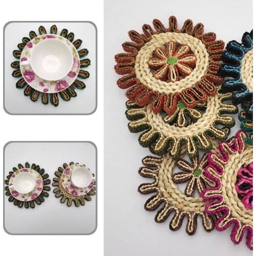 Lightweight Useful Rustic Straw Woven Cup Placemats Straw Woven Coaster Practical for Party