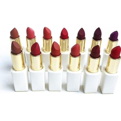 10 Piece Matte Lipstick Private Label Waterproof Easy to Wear Long Lasting White Magnetic Tube Red Lip Stick Makeup Custom Logo