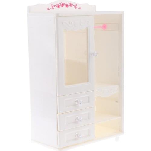 Mini Realistic Miniature Plastic Wardrobe Furniture for 1/12 Dolls House White