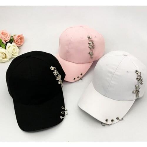 Fashion Metal Ring Hip-Hop Baseball Cap Anti-UV Light Outdoor Women Sports Hat Baseball Caps Apparel Accessories Caps