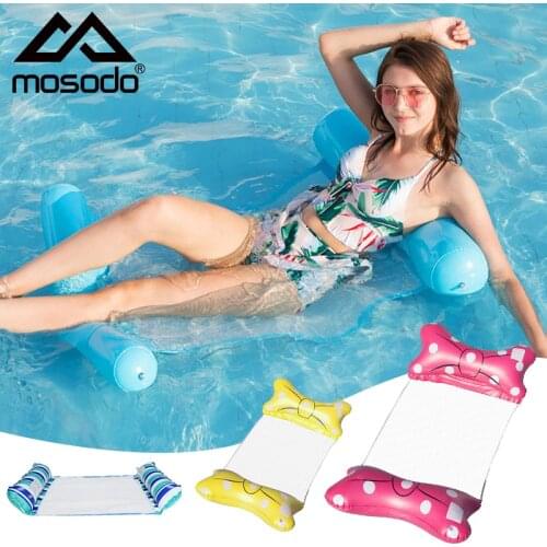 Mosodo Floating Pool Hammock PVC Inflatable Lounger Air Mattress Bed Beach Water Float Chairs Swimming Rings with Air Pump