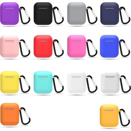 Soft Silicone Case with Anti-lost Carabiner Anti-dust Shockproof Wireless Earphone Protective Cover For Apple for AirPods