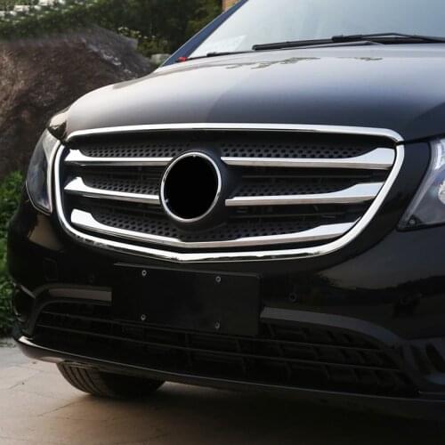 For Mercedes-Benz Vito W447 2014-2020 Accessories ABS Chrome Front Center Grille Cover Trim 7pcs