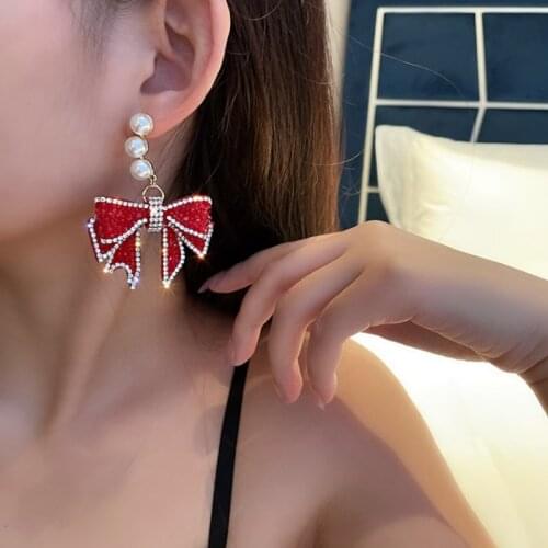 New personality creative bow pendant earrings luxury fashion casual dance party earrings for women holiday gift jewelry