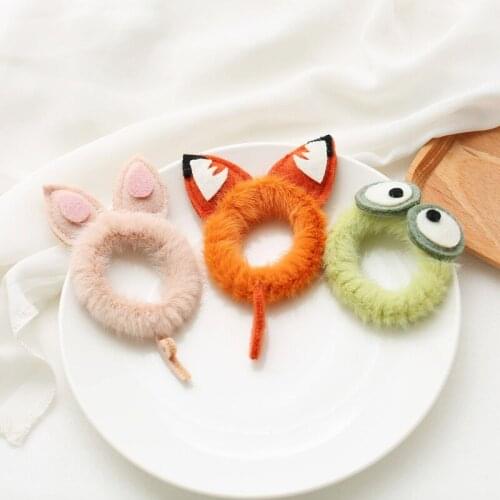New Fashion Elastic Hair Bands Winter Plush Hair Loop For Woman Cute Cartoon Animal Ear Hair Ropes Hair Accessories