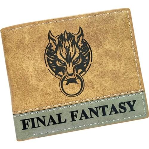 New PU Bifold Wallet Game Final Fantasy Casual Mens Leather Short Coin Photo Credit Cards Holder Note Compartment Purses