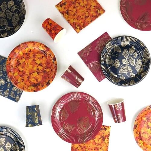 Birthday Party Disposable Tableware Tropical Jungle Paper Plate Cup Napkin Wedding Halloween Party Decoration Disposable Supplie