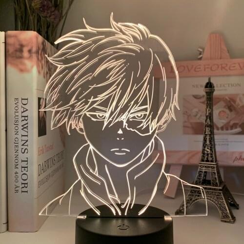 Anime my Hero Academia Shoto Todoroki Face Design Led Night Light Lamp for Kids Child Boys Bedroom Decor Acrylic Table Lamp Gift