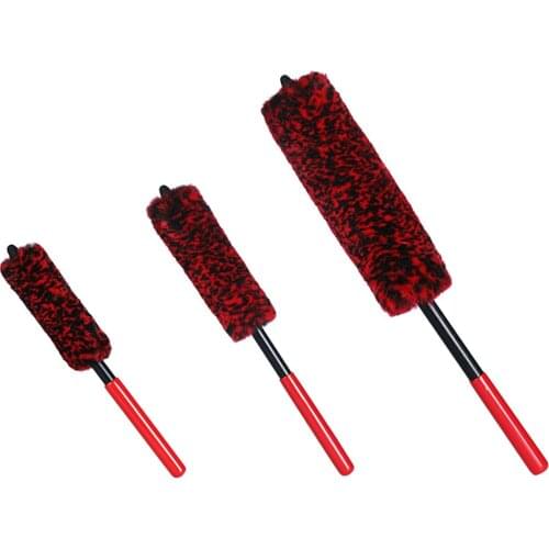 Dropshipping Car Wheel Wash Brush Flexible Long Handle Premium Wool Car Rim Brushes Soft Fiber Car Tire Auto Hub Cleaning Brush