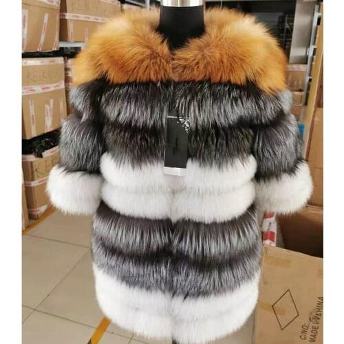 Vogue New New Fashion Brand Real Fur Coat 100% Natural Fur Jacket Long Female Winter Thick Warm Fox Fur Coat High Quality Fur