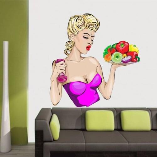 Sex Health and Fitness Fruit Girl Wall Vinyl Sticker Pattern Custom Home Decor Wedding PVC Wallpaper Art Design Poster